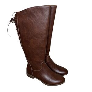 Eurosoft Riding Knee Length Boots Adjustable Calf Shaft Brown 7.5 Equestrian NWT